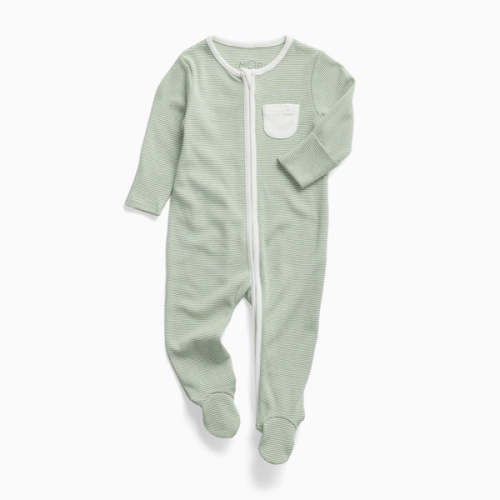 Shop Sage Stripe Clever Zip Baby Pajamas | MORI US