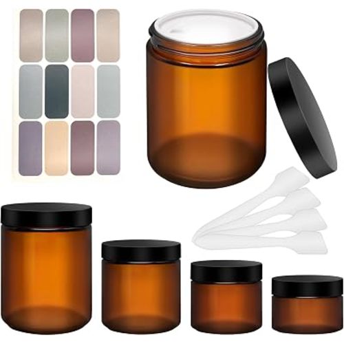 Amber Glass Jar with Lids, 8oz | 4oz | 2oz | 1oz Glass Creams Jars kit