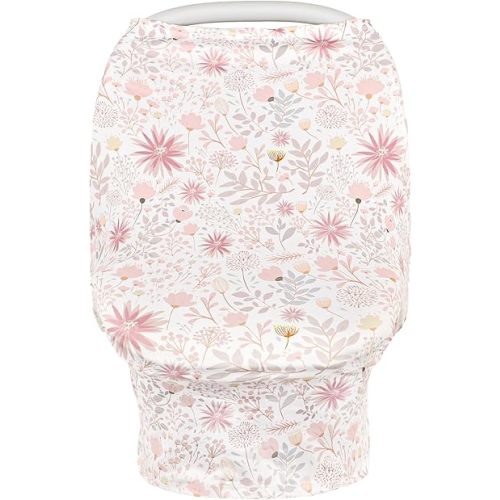 Baby Car Seat Cover for Boys Girls, Breathable Infant Carseat Canopy, Summer Lightweight Sunshade Carrier Cover for Newborn, Nursing Cover & Shopping Cart Cover, Pink Floral