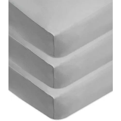 American Baby Company 3 Pack 100% Natural Cotton Fitted Crib Sheets 52" x 28" - Soft, Breathable, Hypoallergenic & Gentle Toddler Bed Sheets, Grey, Neutral for Boys & Girls