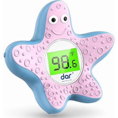 Baby Bath Thermometer for Tub,Floating Digital Water Temperature Thermometer with Instant Accurate Reading,3-Color Safety Light,Auto On/Off for Newborn,Infant & Toddler（Starfish）