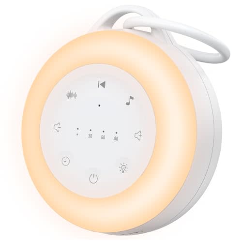 Portable White Noise Machine for Baby & Adults, 24 Soothing Sounds Sleep Sound Machine with Night Light, Timer & Memory Function, USB Rechargeable Portable Sound Machine for Travel Home Office