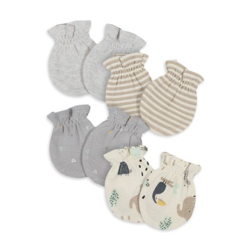 Gerber Organics Baby Unisex Safari Cap & Mittens, 4 Pack