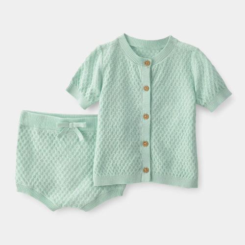 Baby Girl 2-Piece Crochet Top & Short Set - Green | Carter’s Oshkosh Canada