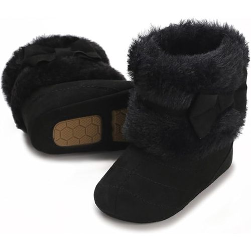 E-FAK Baby Boy Girl Boots Newborn Shoes Winter Snow Bowknot Anti-Slip Soft Sole Warm Infant Toddler Prewalker Booties
