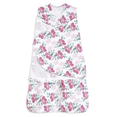 HALO 100% Cotton Sleepsack Swaddle, 3-Way Adjustable Wearable Blanket, TOG 1.5, Stems, Newborn, 0-3 Months