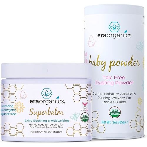 Era Organics Baby Care Duo - Talc-Free Baby Powder & Healing Ointment