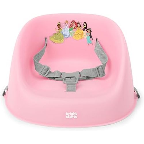 Bright Starts Disney Princess My Spot Easy-Clean Baby Booster Feeding Chair, 3-Point Harness, Washable Removable Straps, Pink