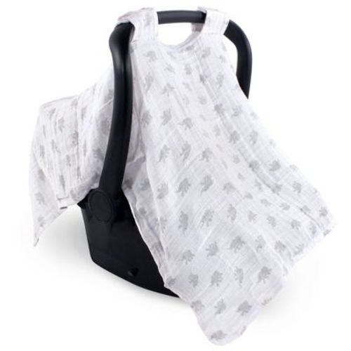 Luvable Friends Infant Baby Unisex Muslin Car Seat Canopy, Elephant, One Size