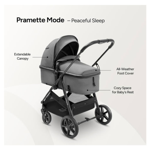 Mompush Wiz 2 in 1 Baby Stroller with Bassinet Mode, Convertible Infant Stroller for Newborn and Toddler with Reversible Seat and Large UPF 50+ Canopy