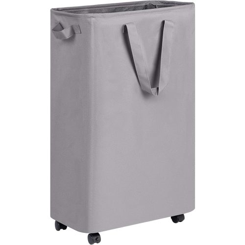 efluky Slim Laundry Hamper with Wheels, Rolling Laundry Basket for Clothes, Small Laundry Basket for Bedroom, Dorm and Laundry Room, 75L (19.8 Gallons) Grey