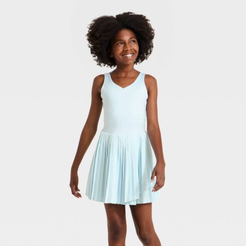Girls' Pleated Active Athletic Dress - All In Motion™ Light Blue M