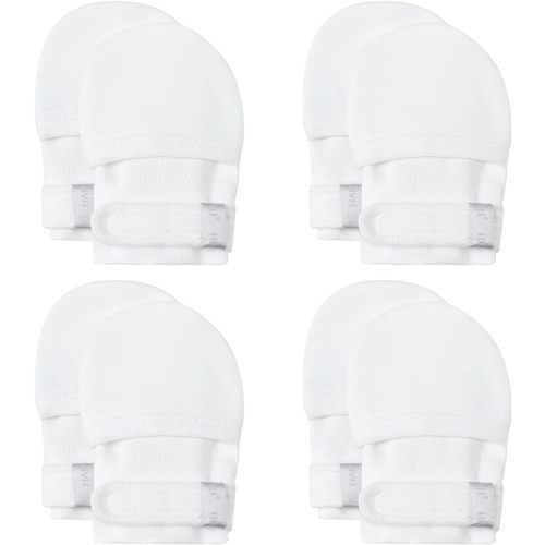 HAPIU Baby No Scratch Mittens Stay On, 100% Cotton Breathable, Adjustable Infant Gloves for Boys Girls, Newborn - 12 M