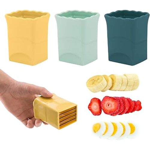 3PCS Strawberry Slicer: Fruit Slicer Cup, Strawberries Cutter Cup, Speed Cutter for Banana Grape Egg, Kitchen Portable Slicing Tool