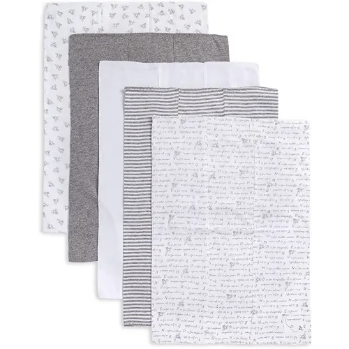 Burts Bees Baby Infant Burp Cloths, 100% Organic Cotton Extra Absorbent Soft Fabric Drool Cloths, 5-Pack Newborn Must-Have Essential Large Burping Cloths, One Size 17 x 11.75 Inches