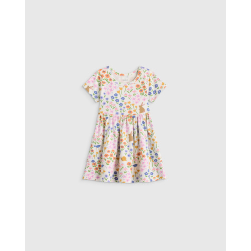 Organic Cotton Fit and Flare Pocket Dress - Baby Girl in Dancing Daisy
