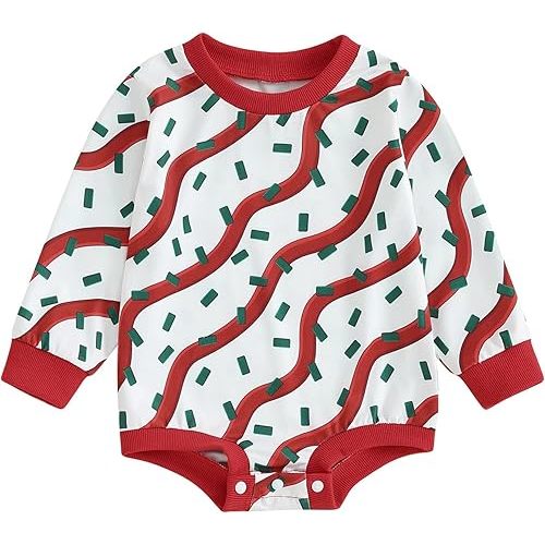 Baby Girl Boy Christmas Clothes Letter Print Sweatshirt Romper Infant Long Sleeve Bubble Romper Winter Outfit