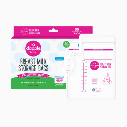 Dapple Temp-Sensing No-Leak Breast Milk Storage Bag with Easy Pour Spout - 50