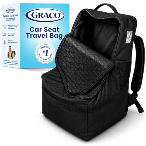 Graco Padded Car Seat Travel Bag & Infant Carrier Backpack, Black | Durable Large Back Pack, Double Padded Strap, Water Resistant Material, Airport Gate Check Bag