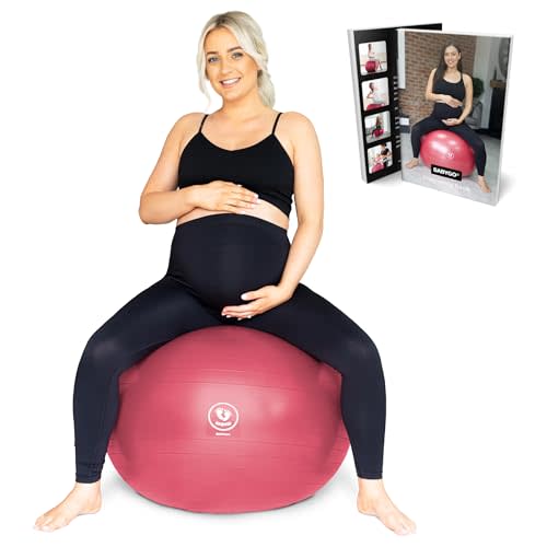 BABYGO Birthing Ball - Pregnancy Yoga Labor & Exercise Ball & Book Set Trimester Targeting, Maternity Physio, Birth & Recovery Plan Included Anti Burst Eco Friendly
