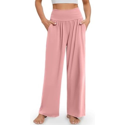 Gracyoga Wide Leg Yoga Pants for Women Casual Loose Cozy Sweatpants High Waisted Lounge Pajama Flowy Pants With Pockets