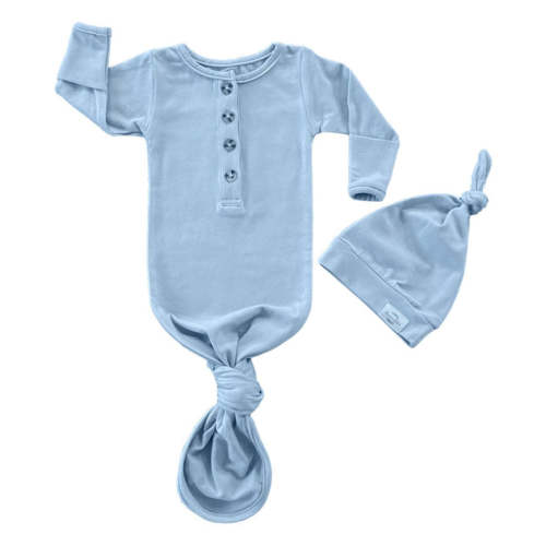 Baby Organic Knotted Gown + Top Knot Hat - River – Tribute Clothing Co
