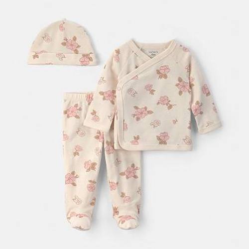 Baby Girl Carter's 3-Piece Floral Long Sleeve Top, Pant & Hat Set