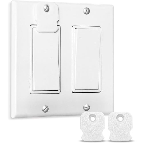 Light Switch Guard for Rocker Switches – Prevent Accidental On/Off – Durable Plastic Shield – Easy Install & Adjustable Without Unscrewing – Home, Garage, Workshop – White (Pack of 2)