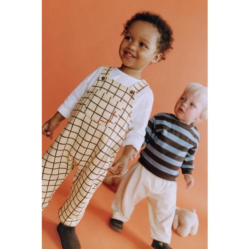 PLAID FLEECE OVERALLS WITH EMBROIDERED TEXT - Vanilla | ZARA United States