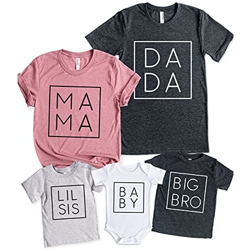 Teeny Fox Matching Family Shirts Mama Dada Big Bro Sis - Lil Brother Sister Baby Sibling Outfits Tee