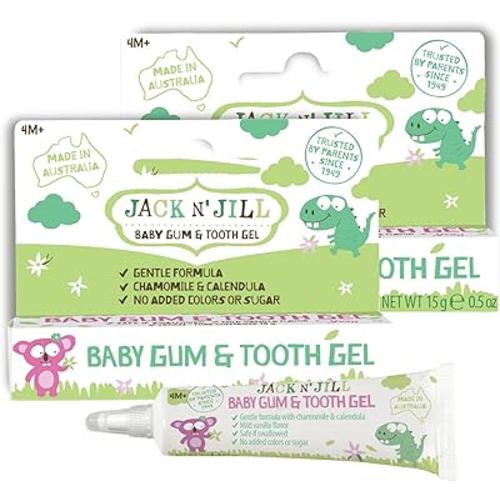 Jack N' Jill Baby Gum and Tooth Gel - Teething Relief for Babies, Gentle Formula with Chamomile and Calendula, No Added Sugars or Colors, Suitable for 4 Months and Up - 15 g (2 Pack)
