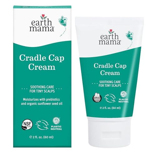 Earth Mama Cradle Cap Cream, 2 oz – Gentle Cradle Cap Cream for Babies, Organic Scalp Moisturizer to Help Soften Flakes, Cradle Cap Kit Essential