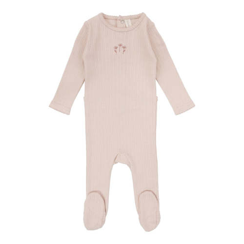Lilette Peachy Pink Striped Pointelle Footie
