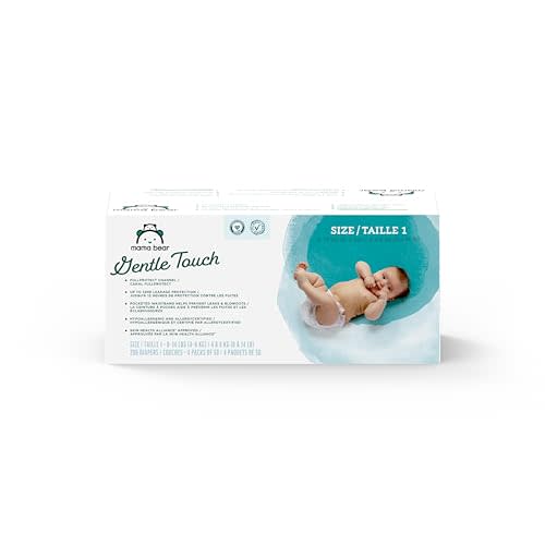 Amazon Brand - Mama Bear Gentle Touch Diapers, Size 1, 200 Count (4 packs of 50)