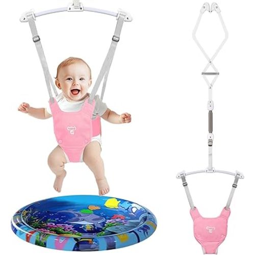 Baby Jumper, Baby Doorway Jumper with Adjustable Strap, Protable Baby Jumpers and Bouncers, Easy to Assemble, Baby Bouncer Jumper with Soft Rug