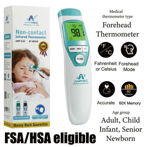 Amplim Digital No-Touch Forehead Thermometer for Adults and Kids, Non-Contact Baby Fever Thermometer
