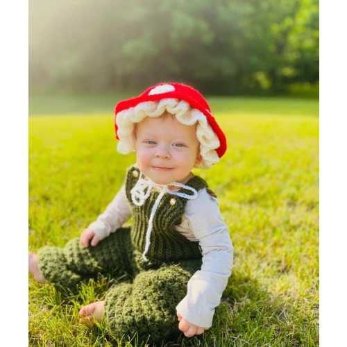 Crocheted baby mushroom hat (0-6,6-12,12-24 months)