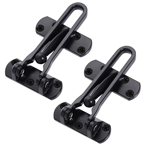 Topbuti Home Security Door Lock, 2 Pack Latch Guard Clasp Front Door Locks for Kids, Home Reinforcement Lock for Swing-in Doors, Hotel Door Latches, Thicken Solid Aluminium Alloy (Black)