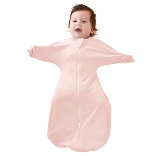 ZIGJOY Baby Transitional Swaddles for Newborns: 0.5 Tog Arms Up Sleep Sack 3-6-12 Months Soft Cotton Shark Fin 2 Way Zipper Wearable Blanket Newborn Transition Swaddle Sleeping Sacks for Boy and Girl