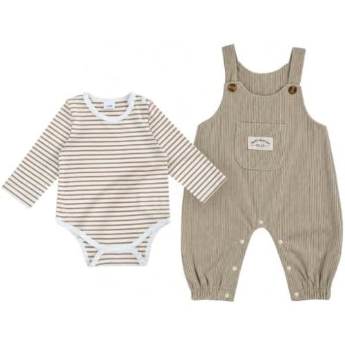Baby Boy Outfits Fall Striped Long Sleeve Overalls Set