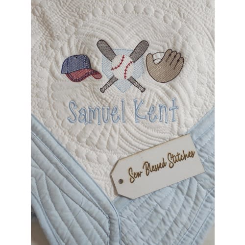 Monogram Baby Quilt: Personalized Cotton Crib Quilt