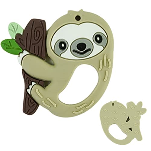 BUSY BABY Teething Toy - 2-in-1 Teether and Toy for Babies and Toddlers - As seen on Shark Tank - Made from 100% Food Grade Silicone - BPA Free and BPS Free - Dishwasher Safe - Sloth