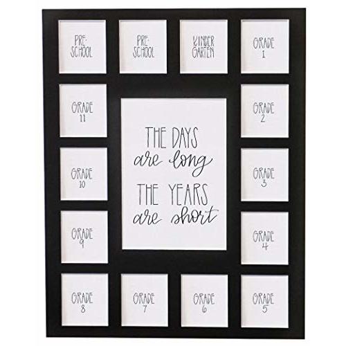 All Things For Mom School Days Picture Mat with Multiple Openings - School Years Photo Collage - No Frame - 2 Pre-School & Kindergarten to (15 Photos, 2PreK - 12th, Black Mat)