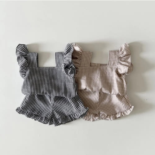 Plaid Ruffle Shorts Set | RYAN AND REMI
