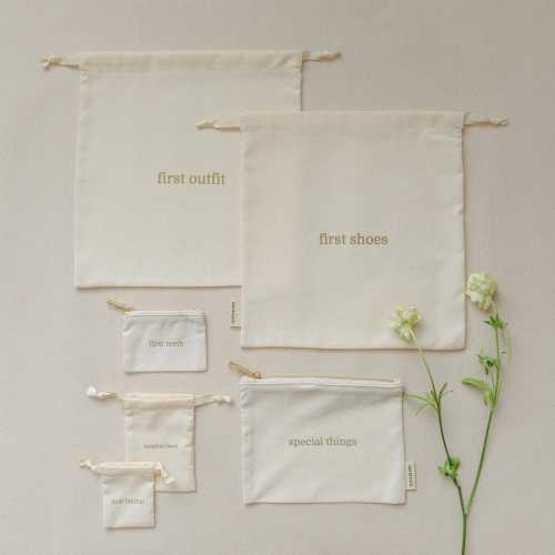 baby keepsake bag set | set of 6 | linen cotton