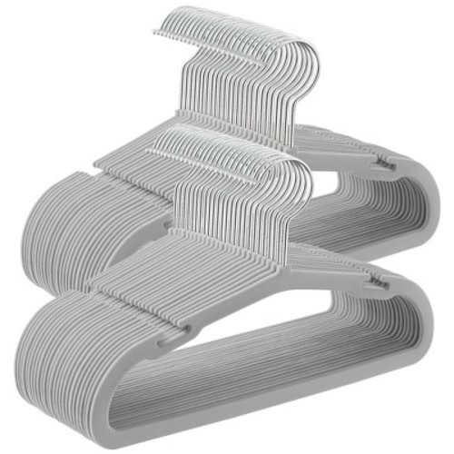Baby Hangers 50 Pack, 11 x 6.9 Inches, Non-Slip Velvet Kids Hangers for Closet, Space-Saving, Wide Shoulder Notches, Dove Gray
