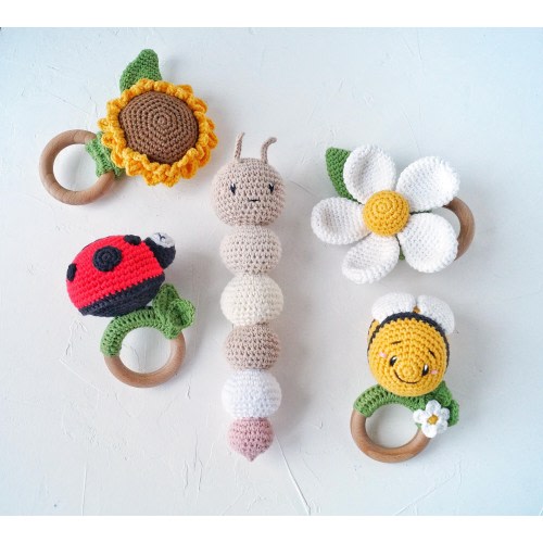 Honey bee, caterpillar and ladybug baby toys, First birthday gift set, Summer baby shower gift idea, Baby in bloom decor, Expecting mom gift