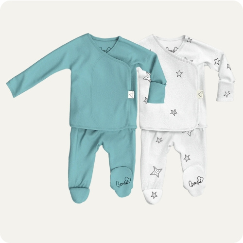 Baby Bundle Footie - Ripple + Stars – Bonsie Skin to Skin Babywear