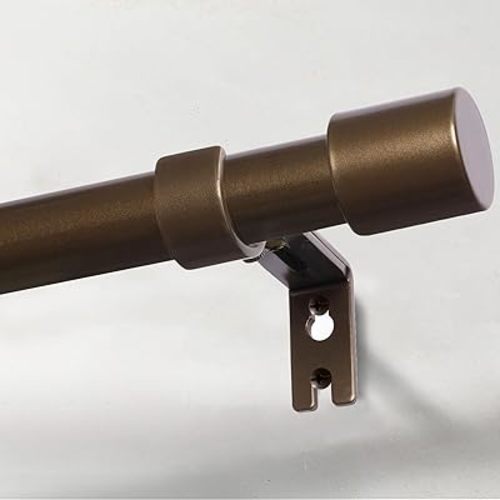 Heavy Duty Curtain Rods for Windows 66 to 120 Inch, 1 Inch Bronze Curtain Rods for Outdoor, Farmhouse, Bedroom, Kitchen, Living Room, Adjustable Easy Install Drapery Rod (A2,Bronze,30"-120")