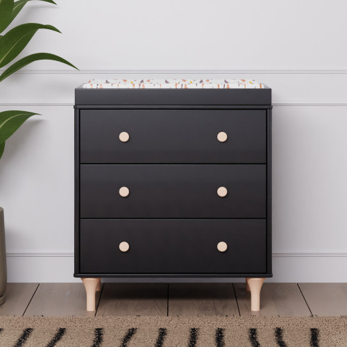 babyletto Lolly 3-Drawer Changer Dresser - Black / Washed Natural